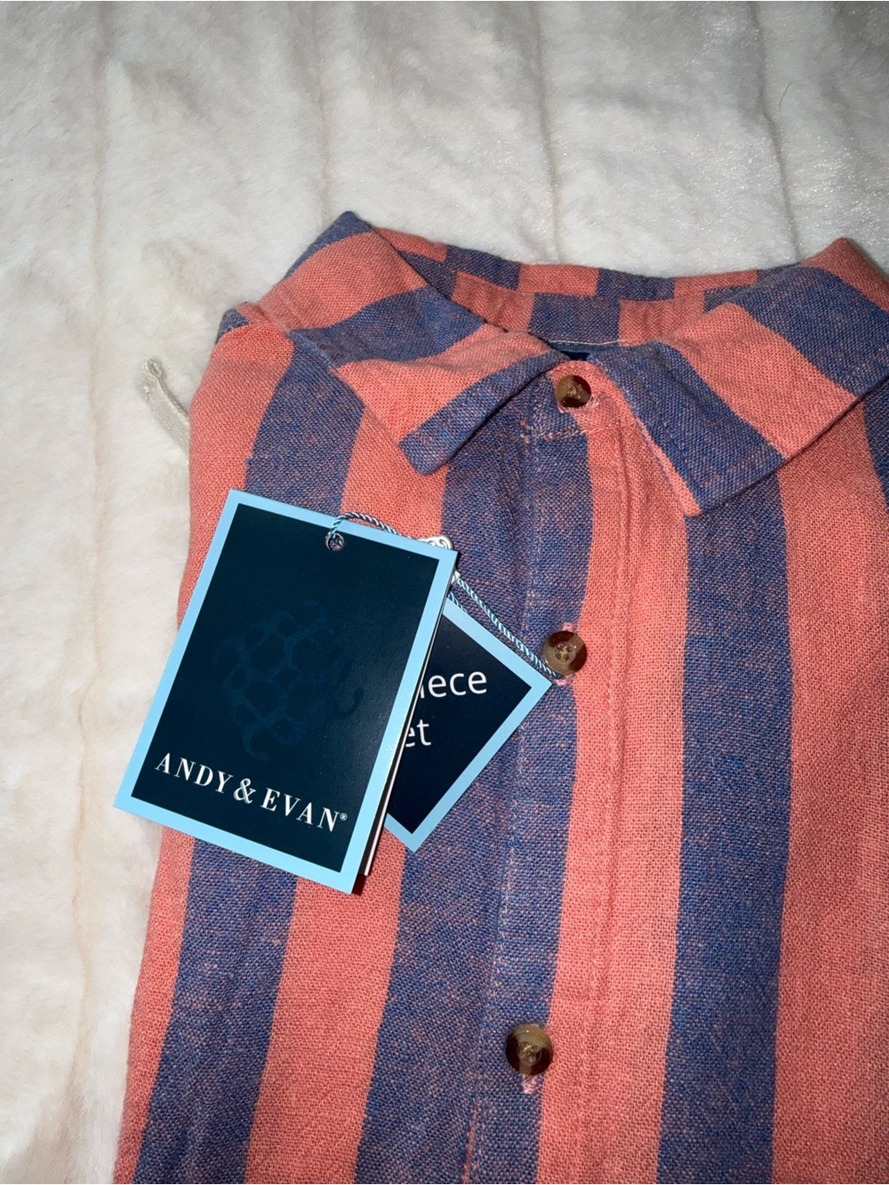 NWT - Andy & Evan Pink and Blue Striped 2 Piece Set - Size 8 - Picture 7 of 7